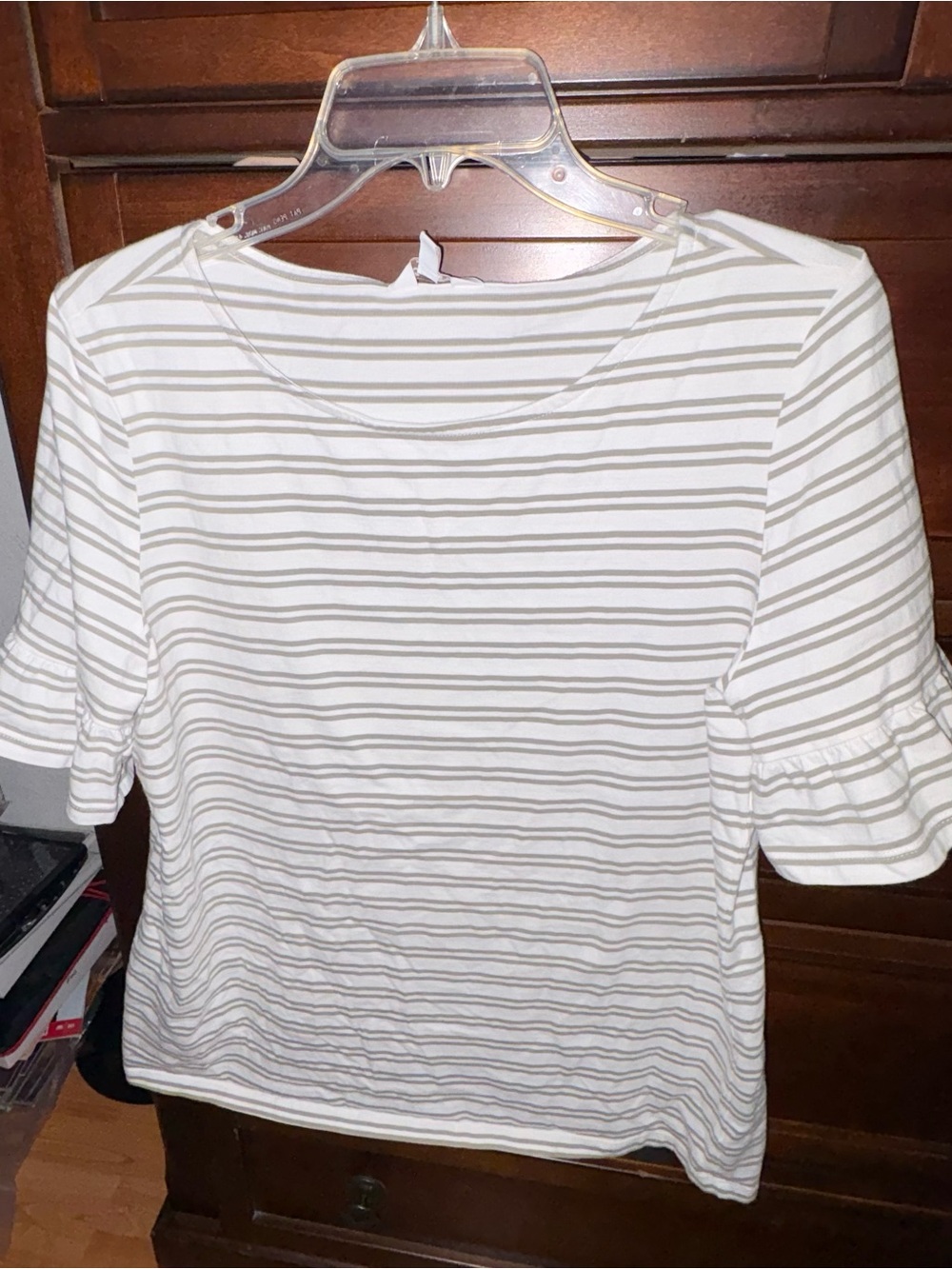 Coral Bay Short Sleeves with Ruffle Striped Top